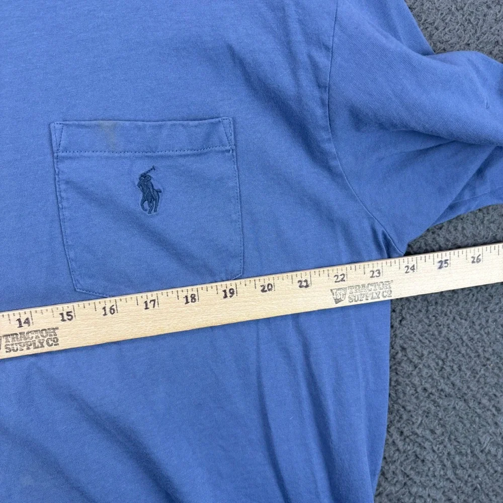 Polo Ralph Lauren Mens Long Sleeve Pocket T-Shirt Blue Size Large Crew Neck Logo